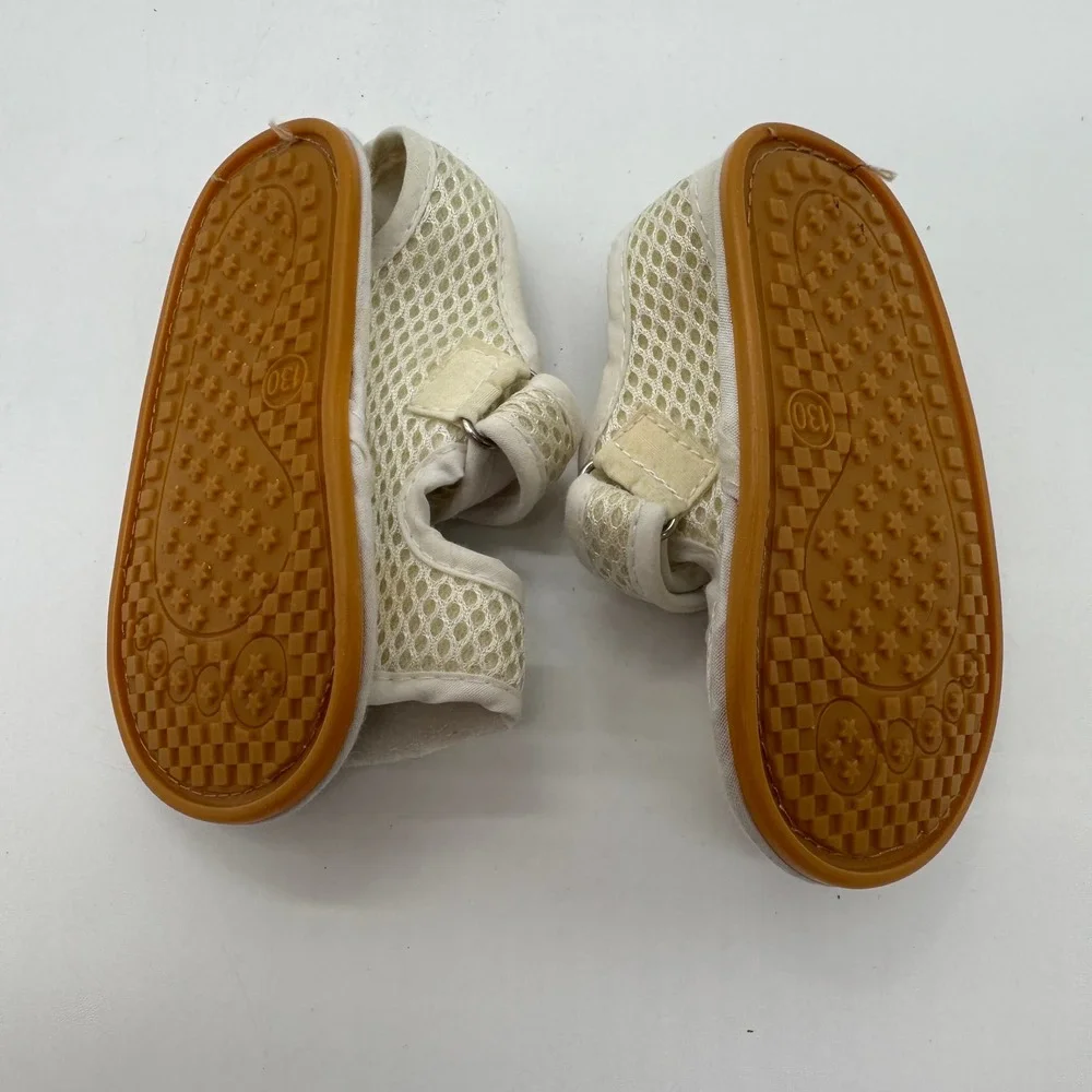 Valen Sina Baby Mesh Sandals Cream Leather Lining Hook Loop Straps Size 7